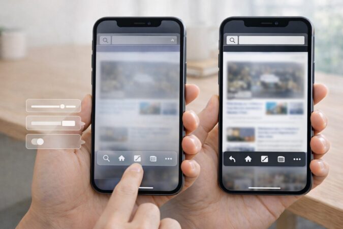 透明度やコントラスト調整でSafariのツールバー視認性を上げるアクセシビリティ設定のイメージ