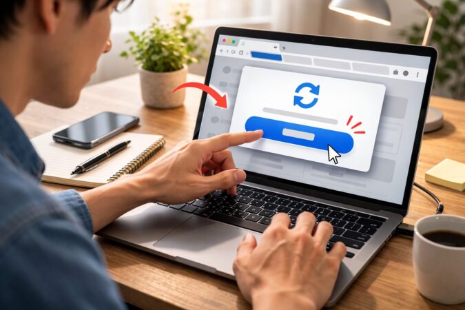 設定変更後にブラウザを再起動して反映させる手順を示すイメージ