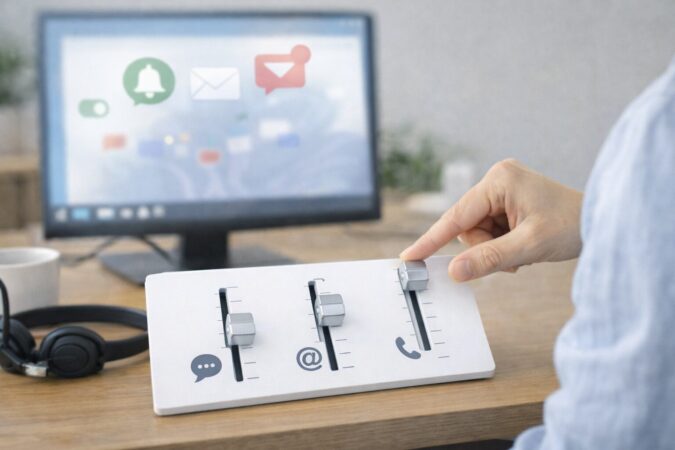 通知を全部オフにせず重要度で濃淡を作って見逃しを防ぐ通知最適化のイメージ