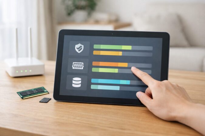 10インチタブレット選びで重視すべきWidevine・RAM・ストレージを視覚的に整理した比較イメージ