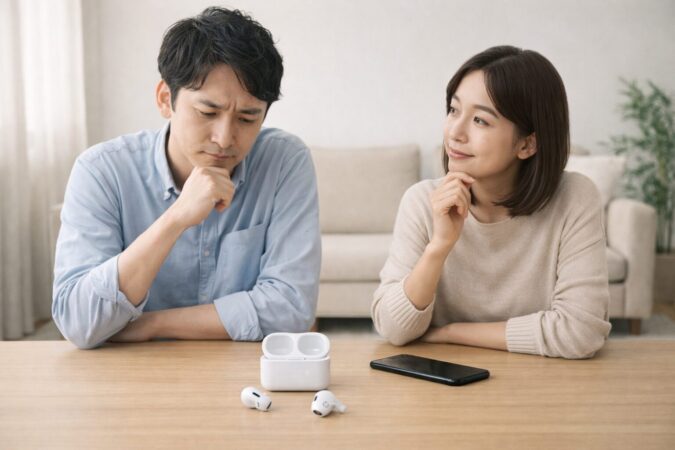 AirPodsに保証が必要かどうかを検討する日本人ユーザーのイメージ