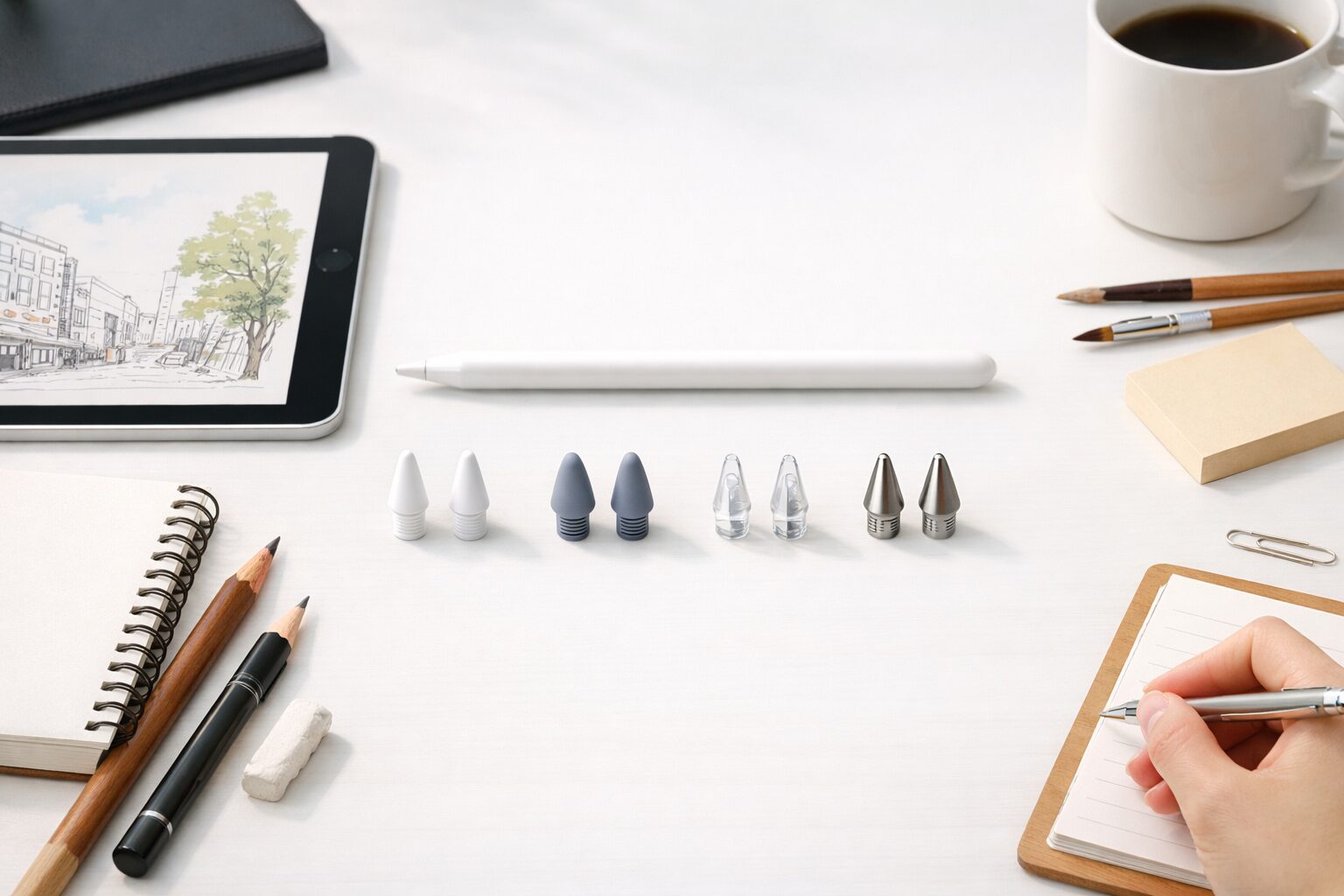 Apple Pencilの交換用ペン先を用途別に比較できるイメージ画像