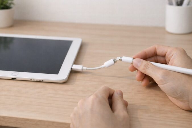 Apple Pencil第1世代を安全に充電する際の注意点イメージ
