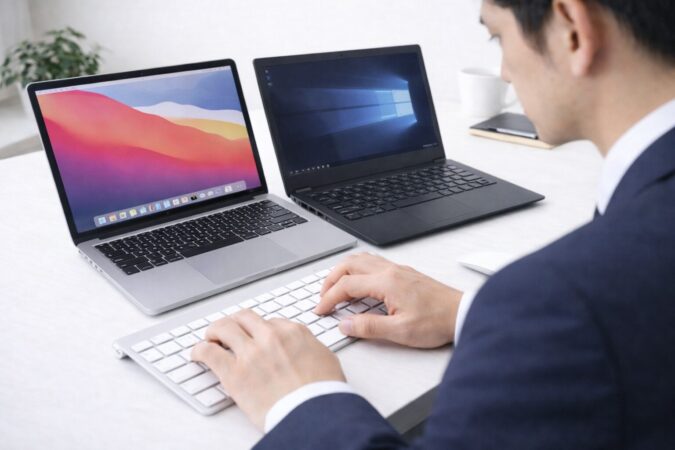 Magic KeyboardをMacとWindowsで切り替えて使うマルチデバイス利用イメージ