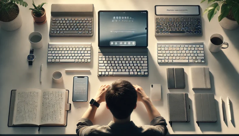 一体型キーボードケースと分離型キーボードや薄型カバーを比較して選ぶデスクの構図