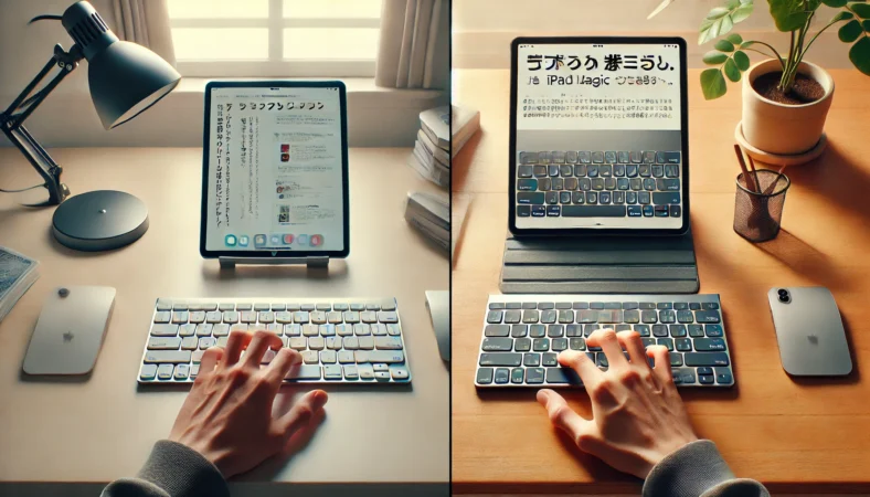 日本人ユーザーがiPad用キーボードケースを使いながら入力のしづらさに悩む様子