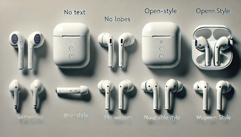 AirPods Proとオープン型ワイヤレスイヤホンの構造の違いを比較するイメージ