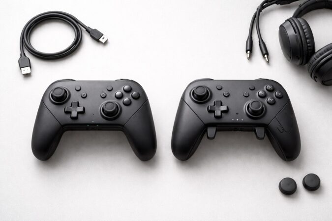 旧プロコンとプロコン2相当コントローラーを並べた比較イメージ（違いが一目で分かる俯瞰写真）