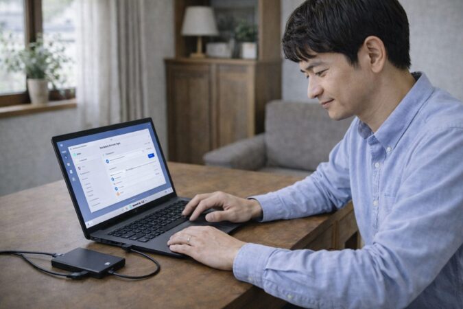 Windows 11でOneDriveの完全削除を順番に進める日本人ユーザーの作業風景