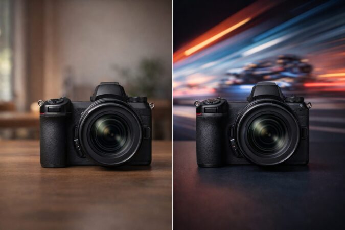 写真重視モデルと動体動画重視モデルの違いを表現したフルサイズカメラ比較イメージ