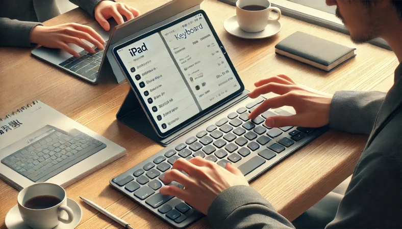 iPad Airにキーボードケースを装着して重さや取り回しの変化を確認する利用シーン