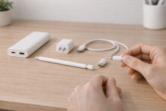 Apple Pencil第1世代をiPad以外の機器で充電できるか検討しているイメージ