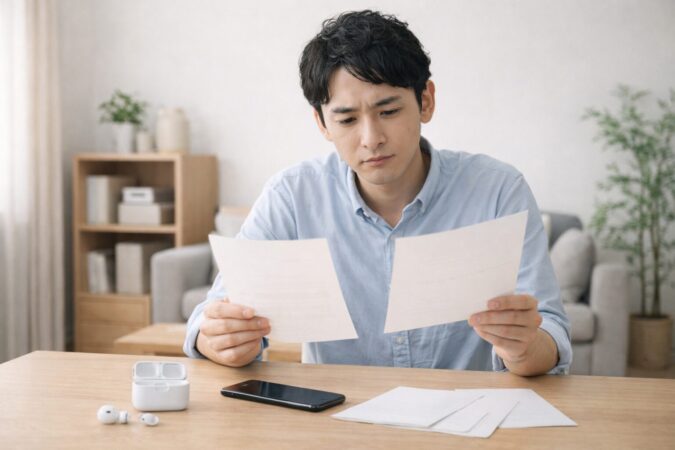 AirPodsの保証にあとから加入できるか確認するイメージ