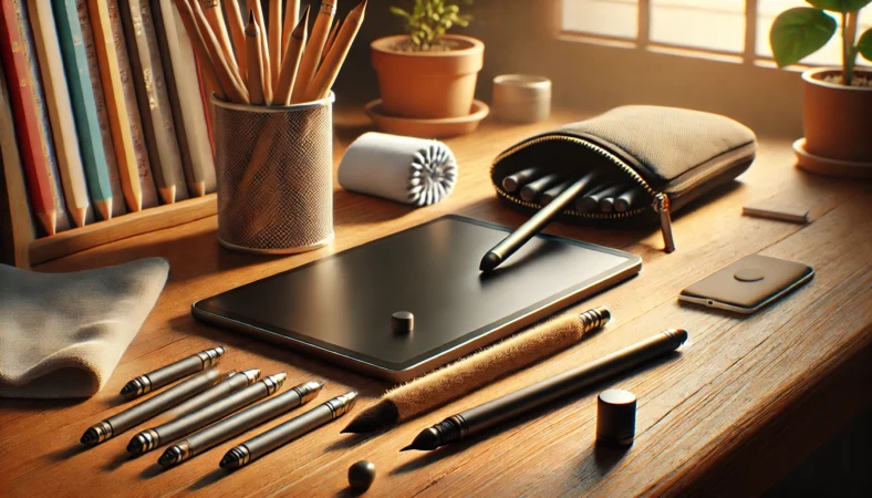 タッチペンがすぐ壊れる原因（先端摩耗・潰れ・収納圧）と、キャップや収納で防ぐ対策を示す机上の比較写真