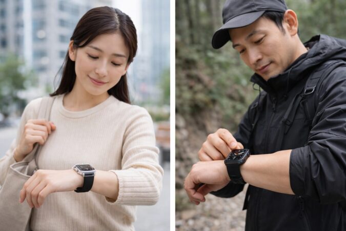 普段使いとハード環境で異なるApple Watchカバー用途を示す日本人ユーザーの比較イメージ