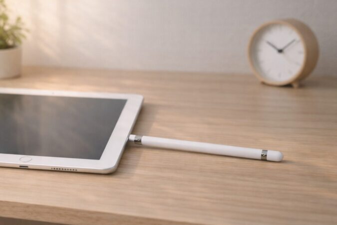 Apple Pencil第1世代の充電時間の目安をイメージした写真風ビジュアル