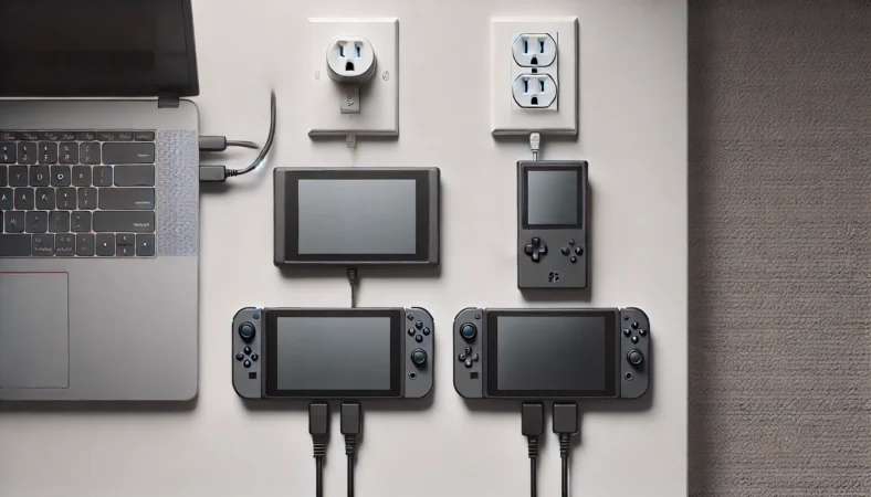 旧機種と新機種の両方に対応したACアダプターを直接コンセントに接続して対処する構成図風イメージ