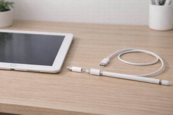 Apple Pencil第1世代に必要なアダプターと接続アクセサリのイメージ