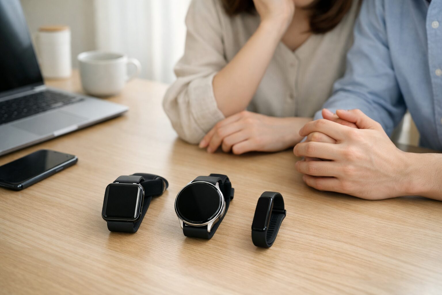 Apple Watch風モデルと他社スマートウォッチ、スマートバンドを比較しながら選ぶ日本人の手元イメージ