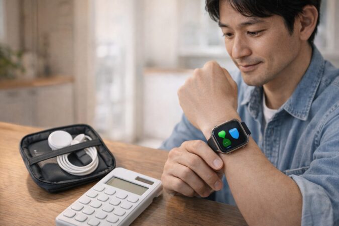 保護ケースと予備充電ケーブルでスマートウォッチの物理寿命と体感寿命を延ばすメンテナンスイメージ