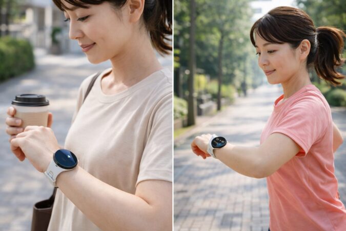 ガーミン165を日常とランニングの両方で使うイメージの日本人女性