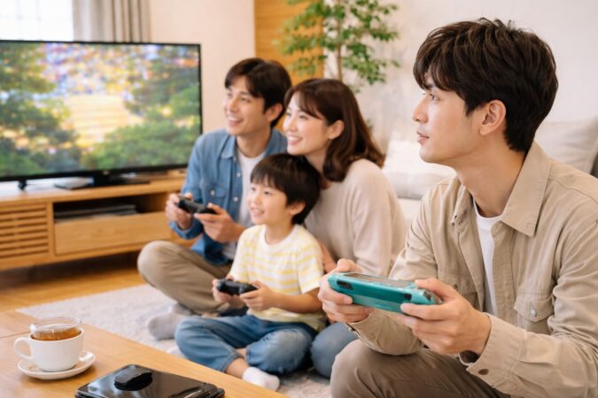 家族共有やテレビプレイを重視する人には携帯専用機が合わないことを示すイメージ