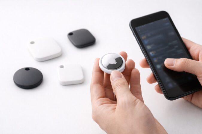 AirTagと他のスマートタグの違いを比較する無地デバイスのイメージ