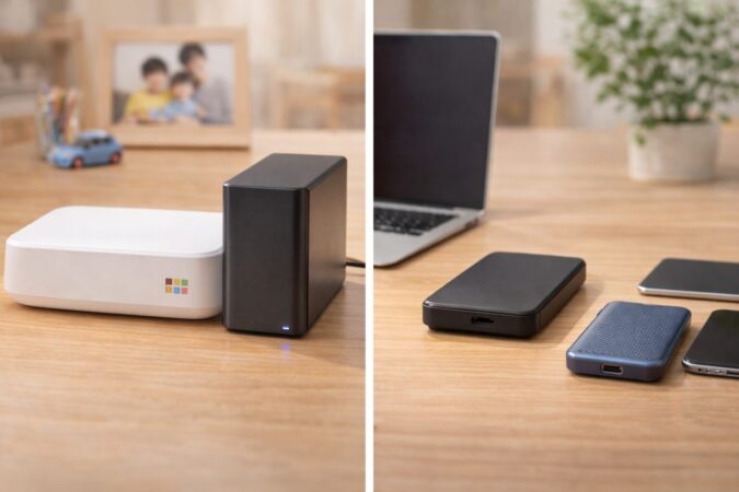 おもいでばこ専用品と汎用HDD・SSDの違いを比較したイメージ