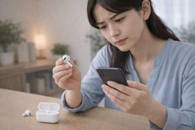 AirPodsのバッテリー劣化を確認しているイメージ