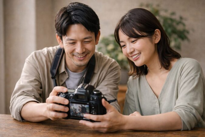 日本人ユーザーが旧型一眼レフの使い心地について話し合っているレビューイメージ