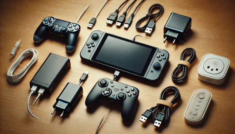 互換充電器や複数のケーブルを避け、純正ACアダプターで安定した転送環境を整えるイメージ