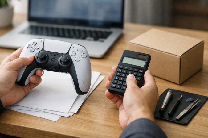 PS5 DualSenseの修理費と買い替え費用を机上で比較検討している日本人の手元