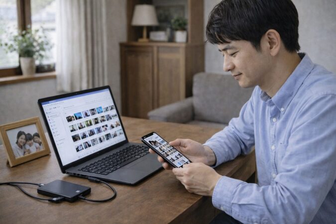 スマホの写真や動画をOneDrive整理前に外付けSSDへ退避する日本人ユーザー