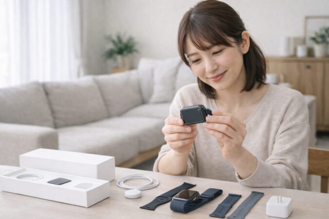 型落ち新品のApple Watchが中古より安心して選びやすいことを表現したイメージ