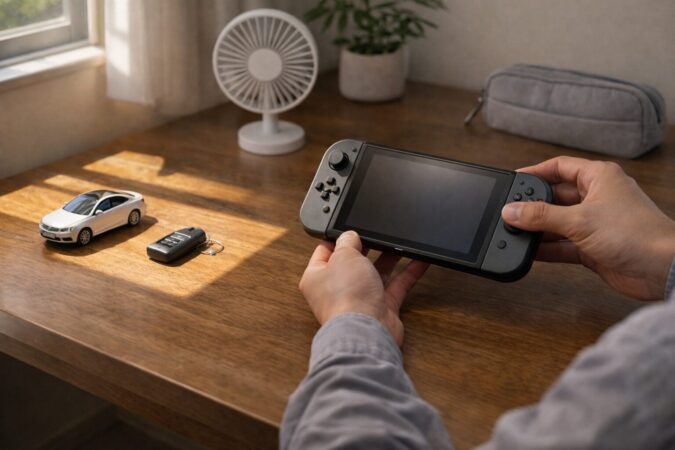  Switch2のバッテリー交換を自己分解せず、公式サポートを優先すべき注意点を伝えるデスク上のイメージ