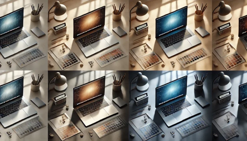 クールな光と暖色の光でスターライトの色味差を見せる、MacBook Air実物イメージ比較