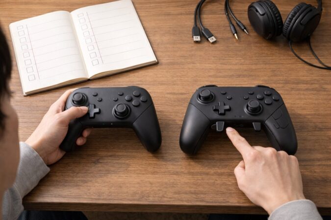 プロコン2が必要かを判断するために機能を見比べているデスク上の比較イメージ