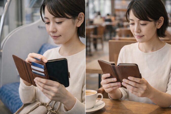 画面保護やカード収納を重視して手帳型ケースを使う日本人の生活シーン