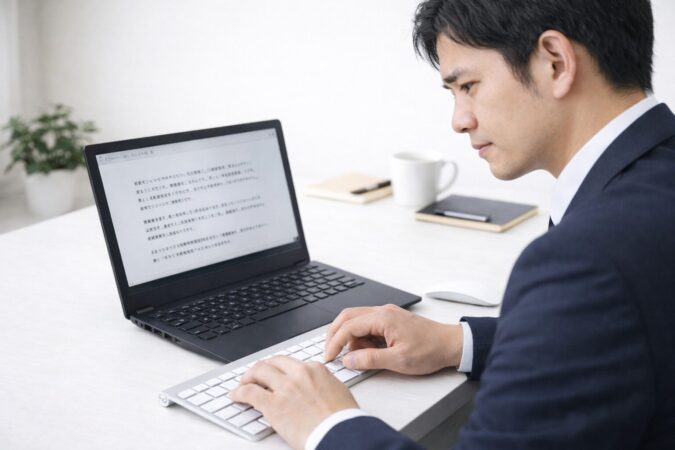 Magic KeyboardをWindowsで使う際の日本語入力の注意点を表す作業風景