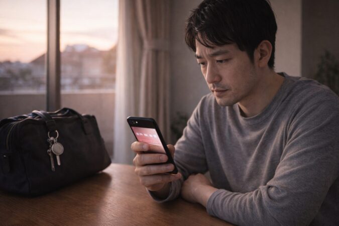 AirTagの最後に確認された時間を現在地と混同せず判断するイメージ