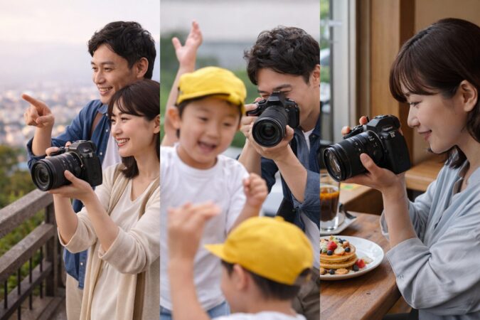 旅行や子ども撮影、料理撮影に合わせたニコンZ5IIの用途別構成イメージ