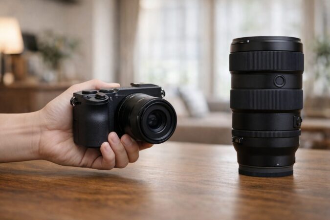 小型ボディに軽量レンズを組み合わせて持ちやすさを高めたカメラ構成のイメージ