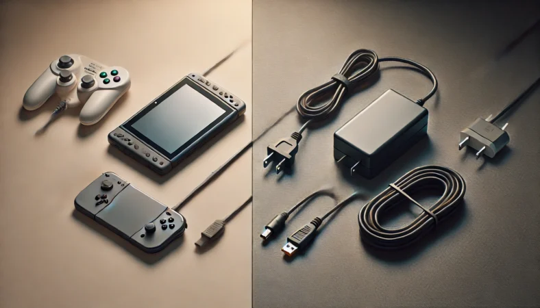 純正ACアダプターと互換充電器を並べ、純正を優先すべき理由を視覚化したイメージ