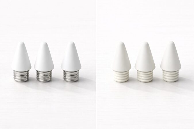 Apple Pencilの純正ペン先と互換品を見比べる比較イメージ