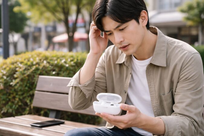 AirPodsの片耳を紛失して困っている様子のイメージ