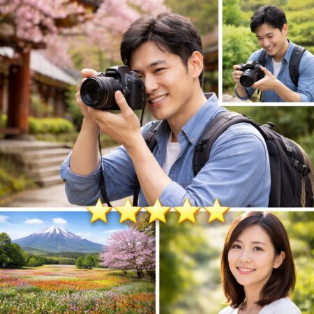 Nikon D5300で旅行や日常スナップを楽しむ日本人撮影者と、自然な高画質写真の実力を表すイメージ