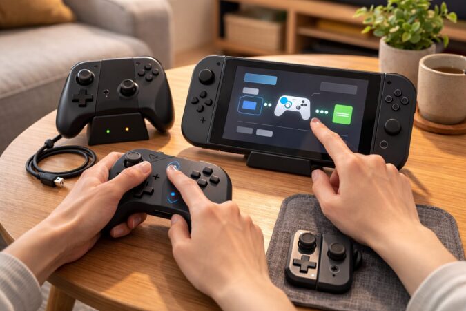 ルーター近くで携帯ゲーム機の通信環境を確認し安定化する設定イメージ