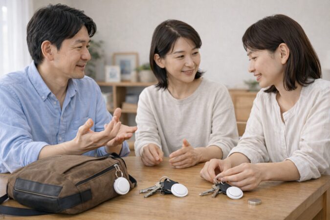 AirTagを家族で分かりやすく管理して鳴りにくくする運用のイメージ