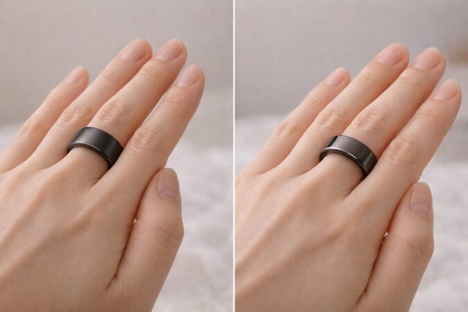 スマートリング旧モデルと新モデルの装着感の違いを表す比較イメージ