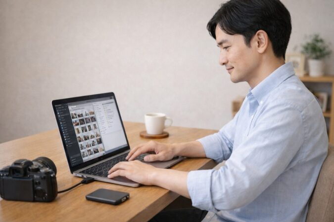 保存容量に余裕のあるノートPCで写真やファイルを管理する作業環境